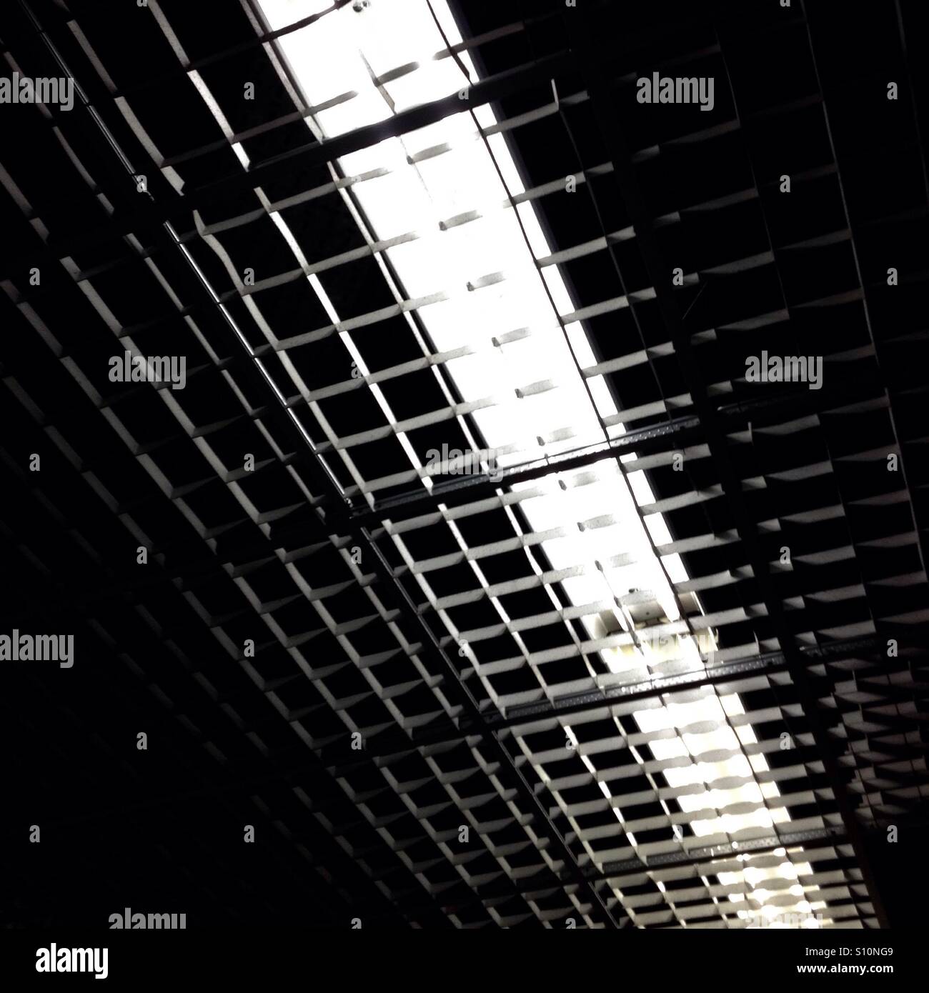 Fluorescent Light Strip In Ceiling Stock Photo 310418201