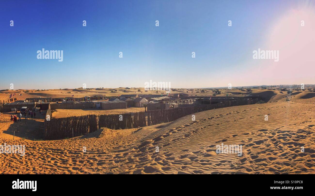 Panoramic picture of Safari Camp in Dubai - UAE - Smartphone Captured Stock Image