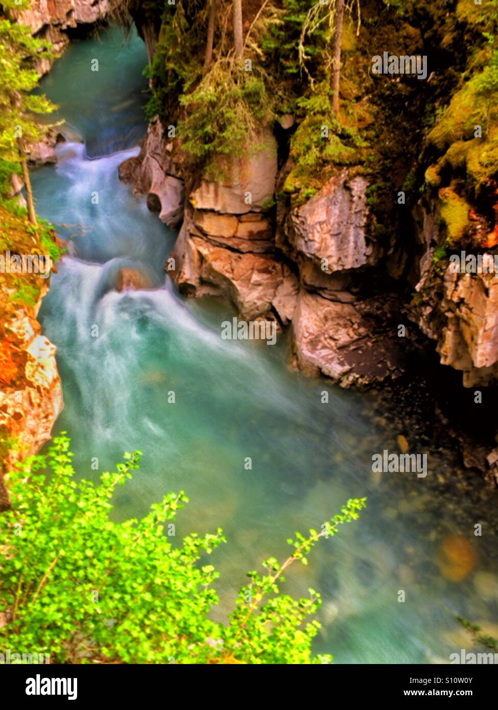 Johnson's Creek and Johnson's Canyon in the Canadian Rocky Mountains - Smartphone Captured Stock Image Johnson's Creek and Johnson's Canyon in the Canadian Rocky Mountains - Smartphone Captured Stock Image