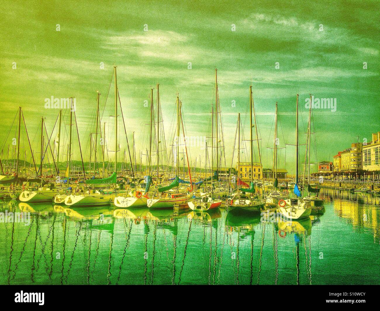 View of the harbor in Gijon, Asturias - Smartphone Captured Stock Image