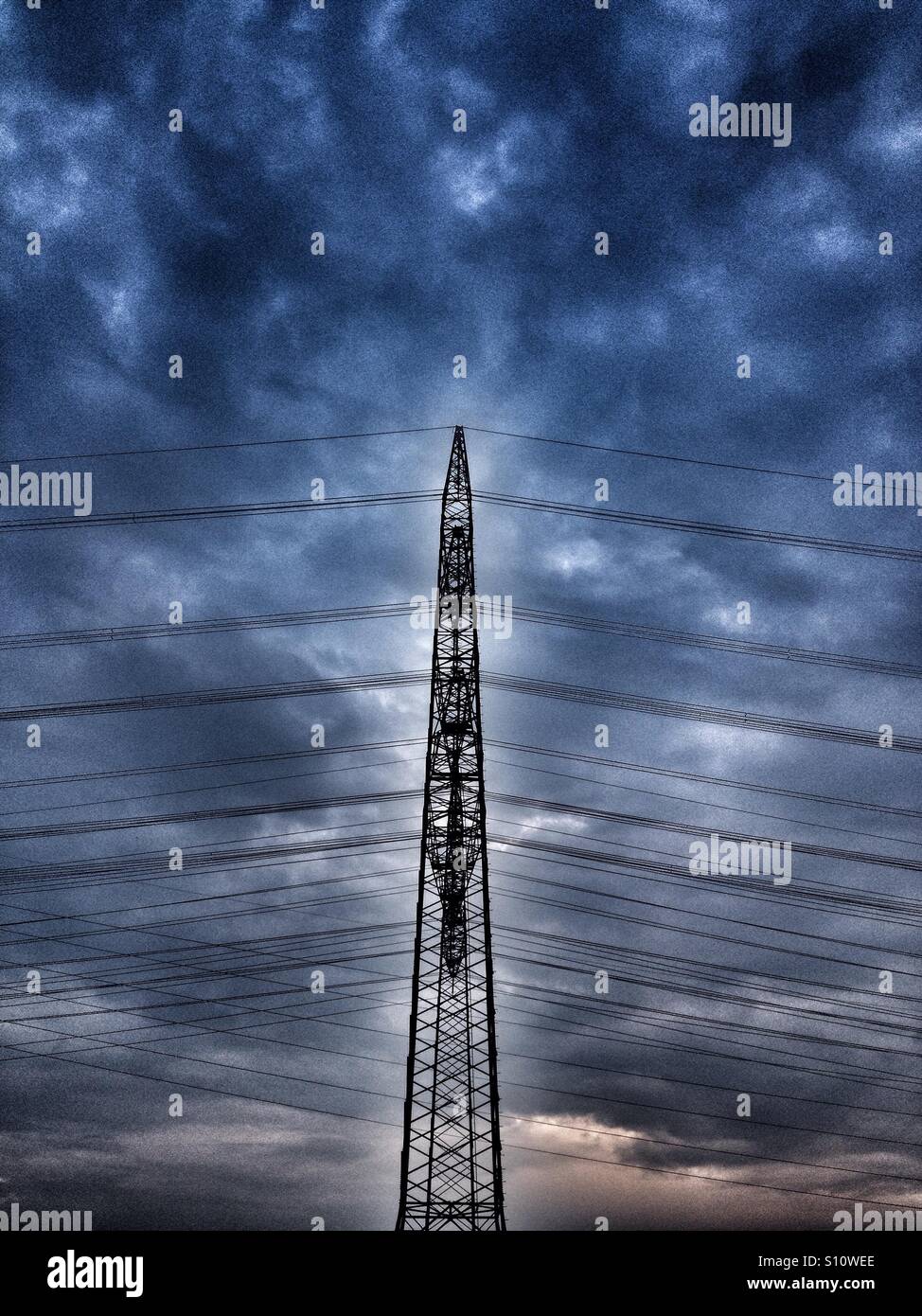High-voltage electricity pylon - Smartphone Captured Stock Image