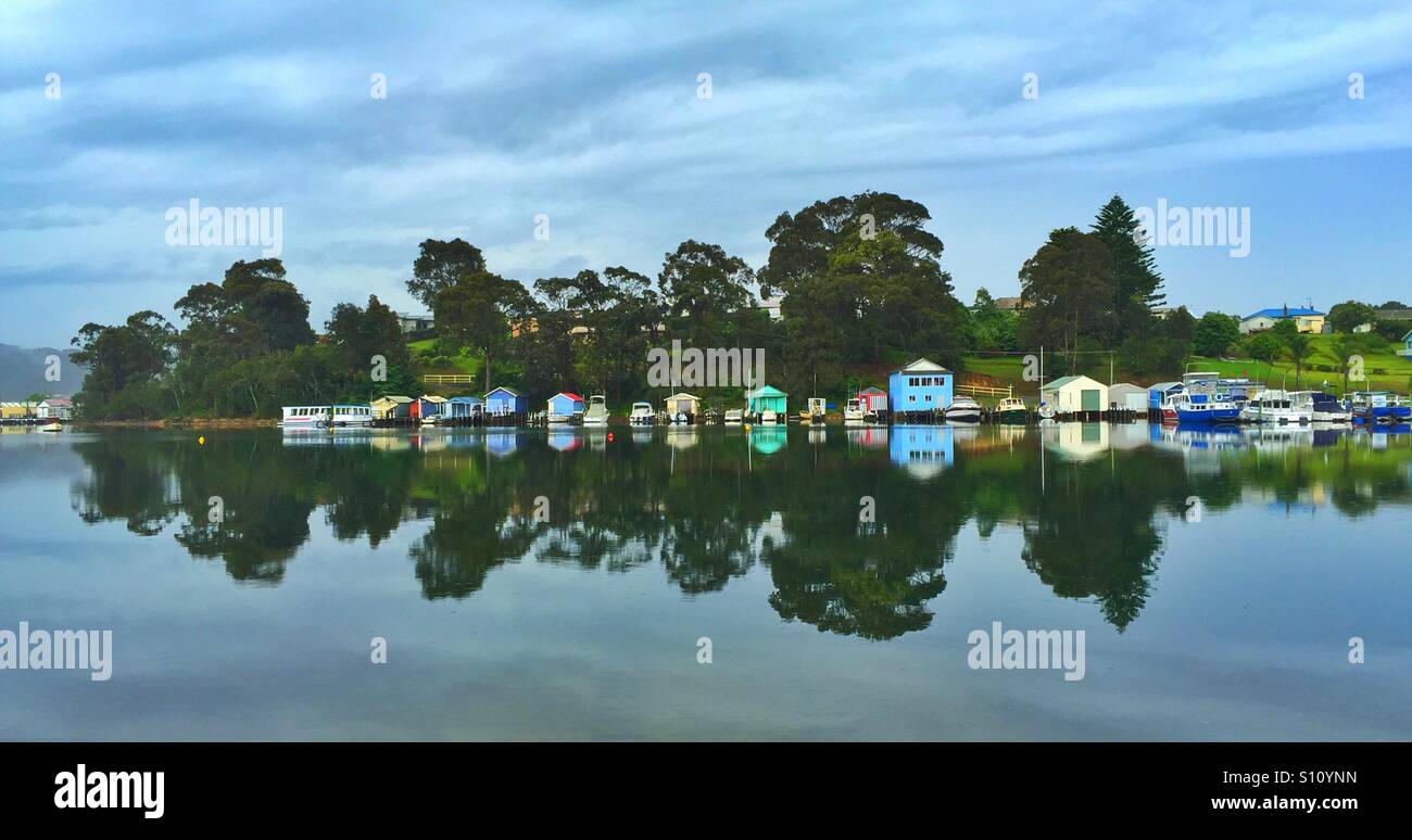 Brou Lake reflections.  Narooma, NSW,  Australia - Smartphone Captured Stock Image