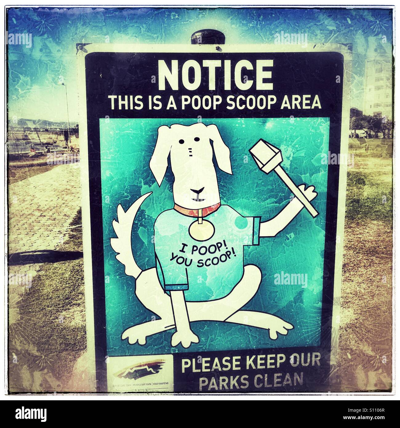 Poop scoop sign along Seapoint promenade Stock Photo Alamy