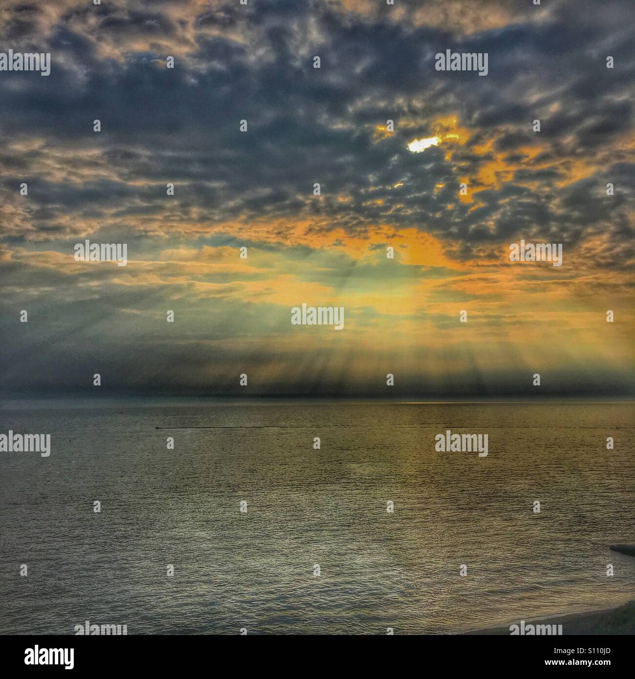 Sunset over Cardigan bay Wales Uk Stock Photo Alamy