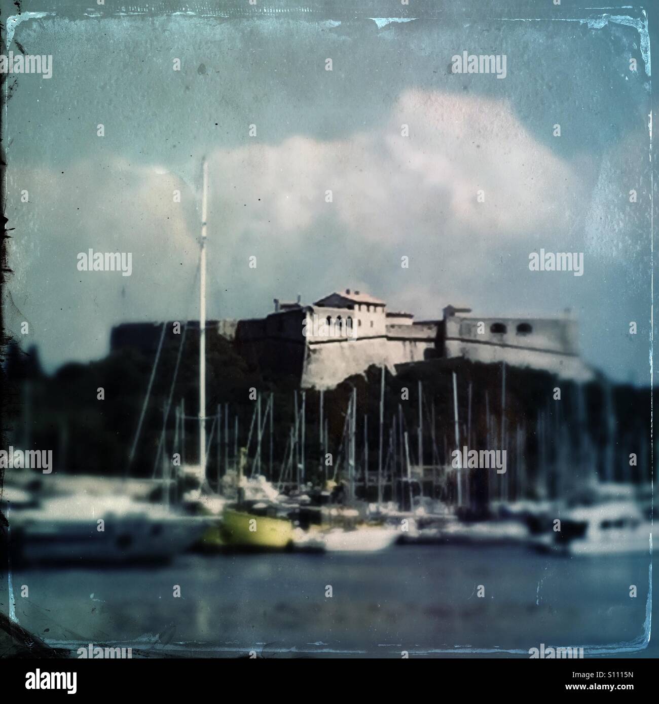 Fortress of Antibes with yachts moored below - Smartphone Captured Stock Image