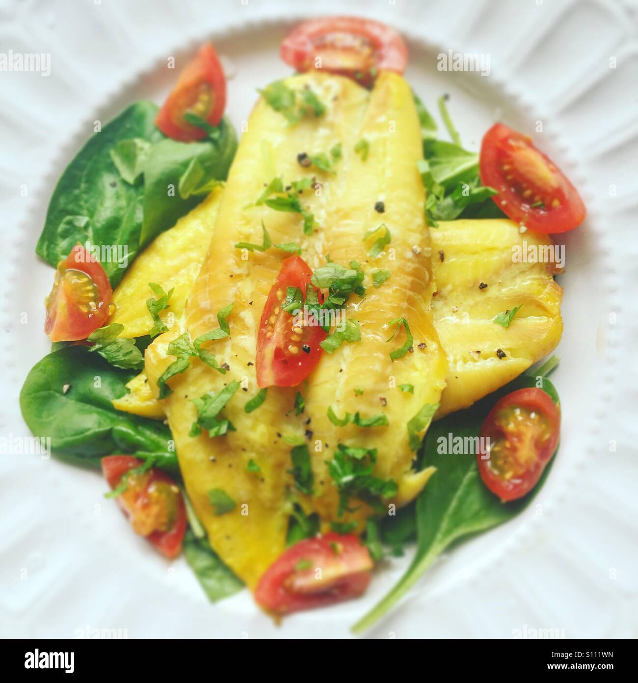 Smoked haddock fish dish Stock Photo Alamy