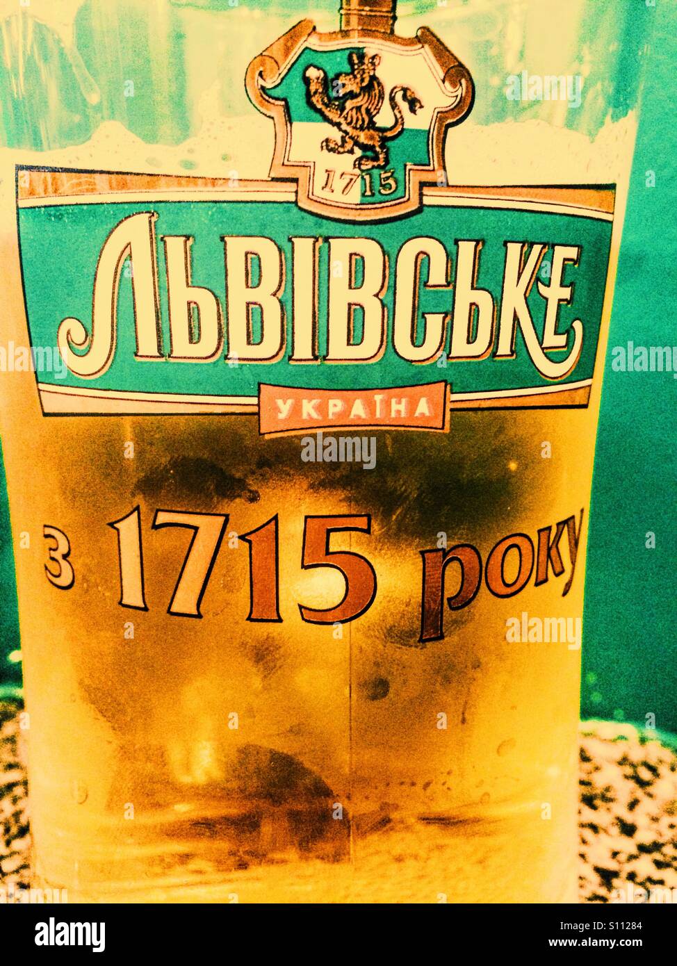 Russian beer in Ukrainian glass, Crimea Stock Photo Alamy