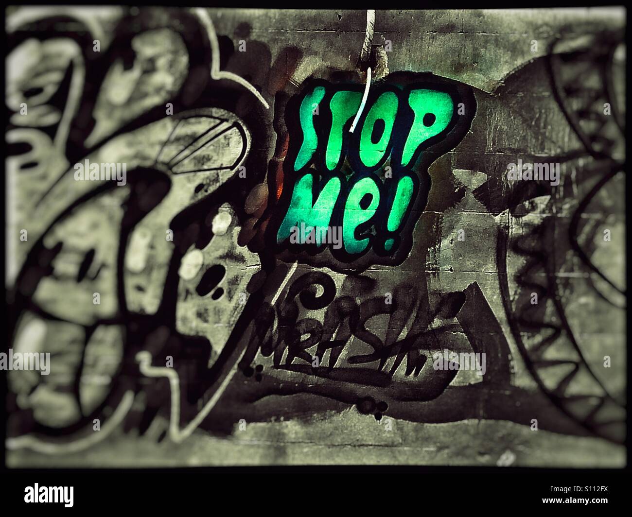 Urban graffiti message, Sebastopol, Crimea - Smartphone Captured Stock Image