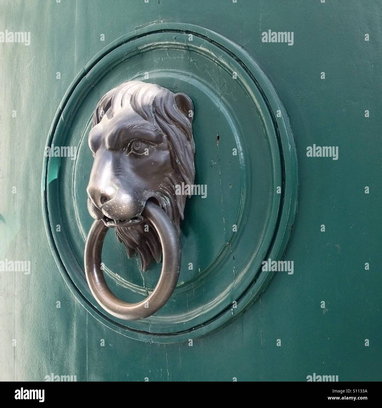 Lion door knocker - Smartphone Captured Stock Image
