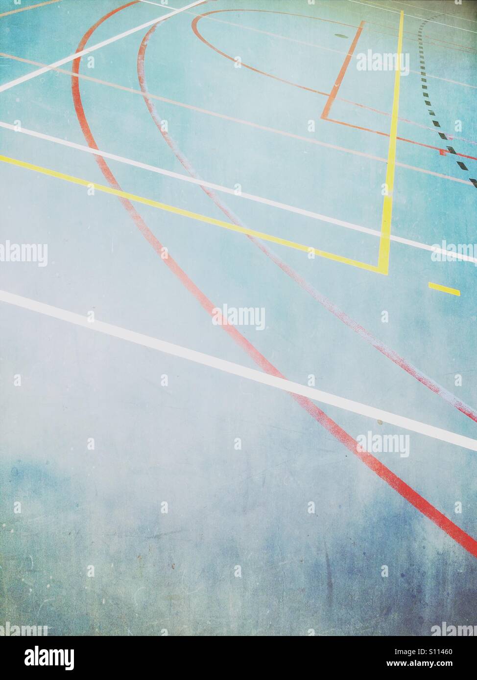 Indoor sports field demarcation lines - Smartphone Captured Stock Image