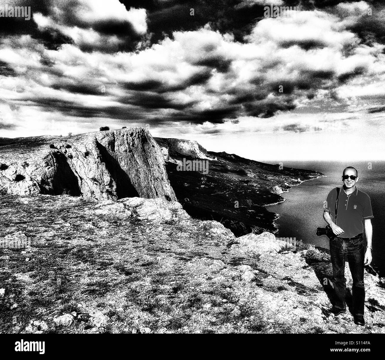 Black Sea coast landscape, Crimea - Smartphone Captured Stock Image