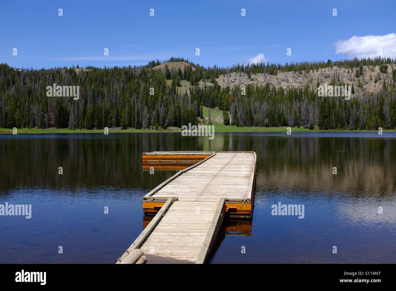 Boat dock at Bayhorse Lake, Idaho USA Stock Photo