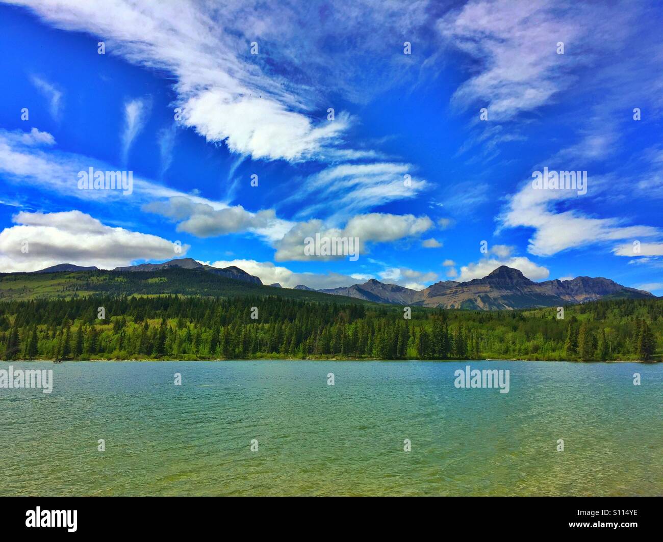 Canadian Rocky Mountains, Bow River - Smartphone Captured Stock Image