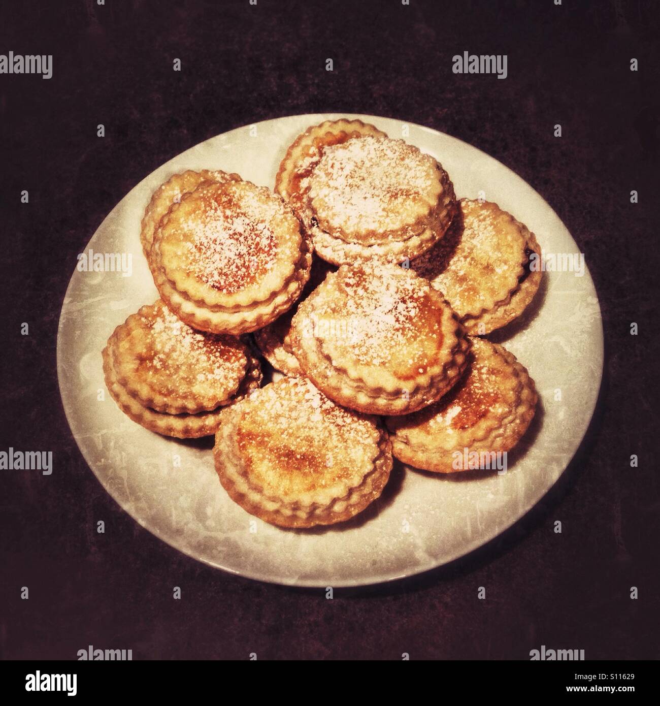 A plate of homemade mince pies. - Smartphone Captured Stock Image