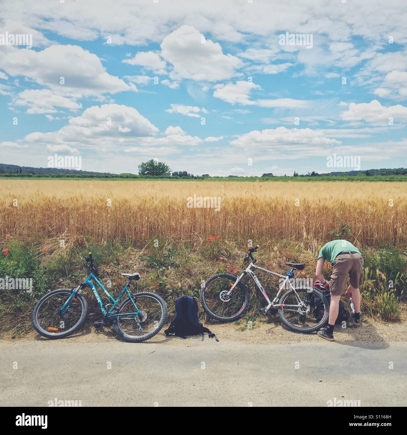 Cycling in the Gard region of Languedoc Roussillon near Uzes, France - Smartphone Captured Stock Image