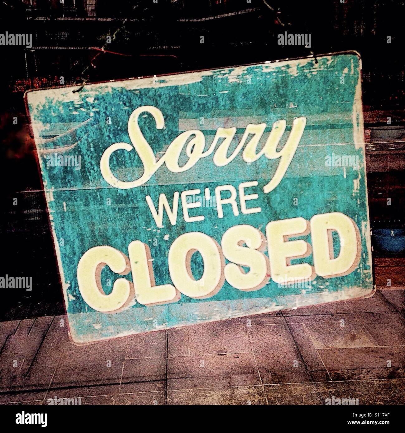 Sorry we're closed shop sign Stock Photo