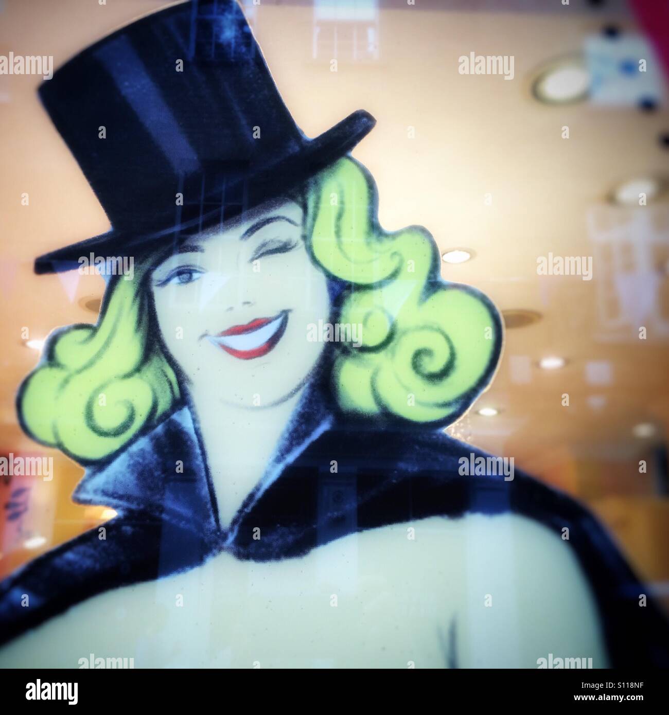 You're swell, blonde in top hat, cartoon style Stock Photo