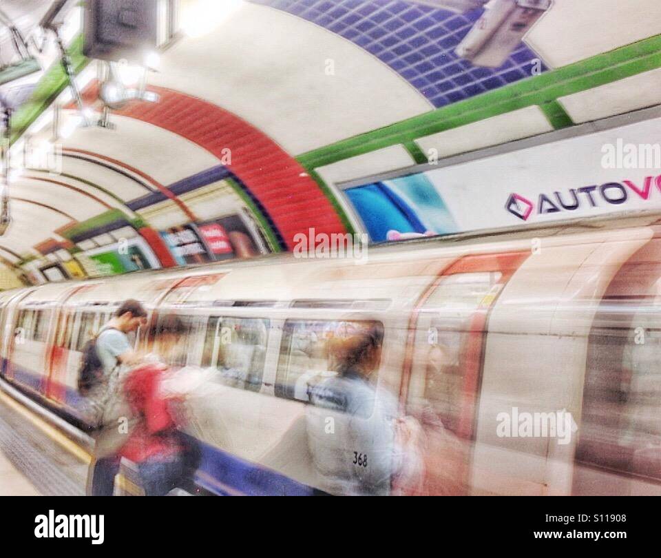 Piccadilly Circus tube station. - Smartphone Captured Stock Image