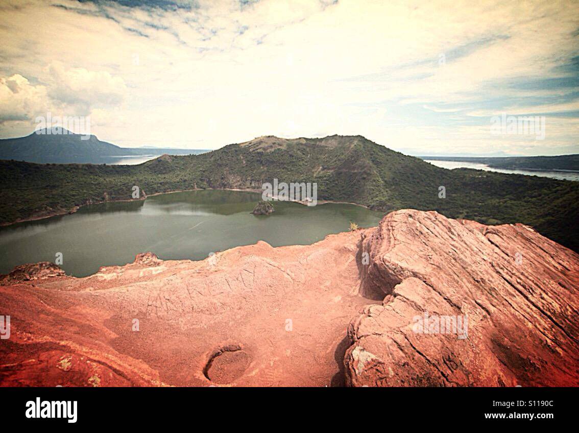 Volcanic lake, Taal volcano at Philippines - Smartphone Captured Stock Image