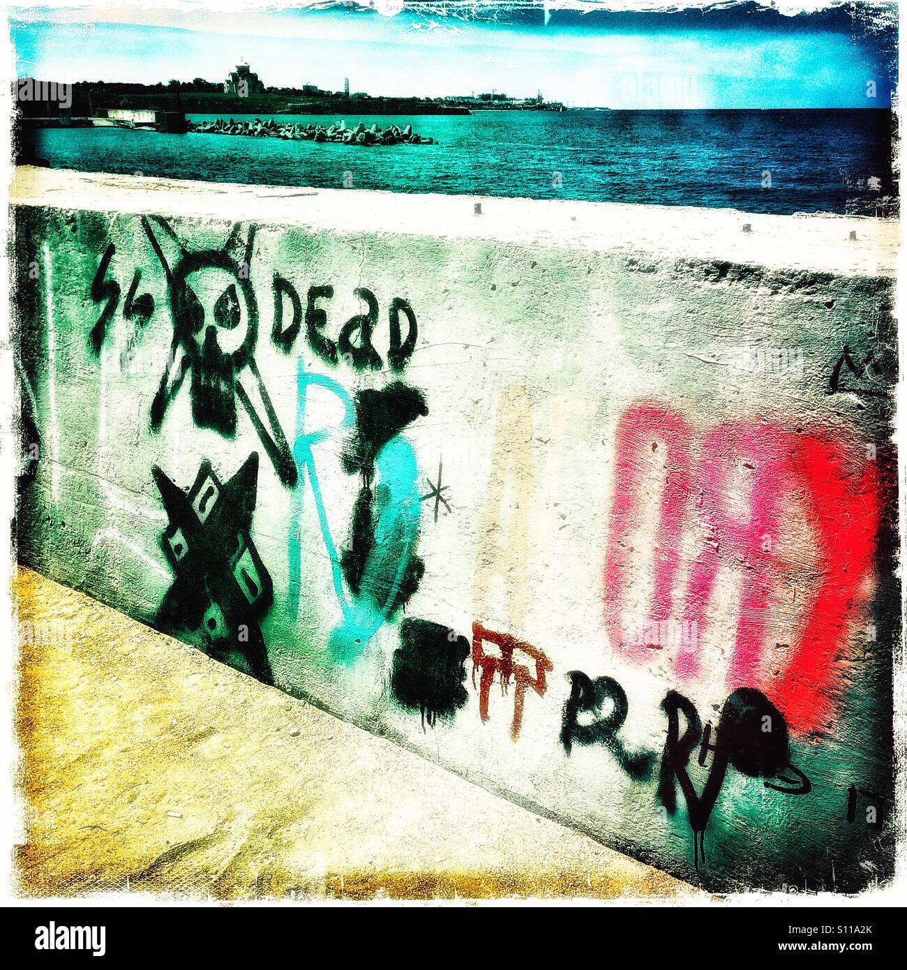 Seaside graffiti, Crimea - Smartphone Captured Stock Image