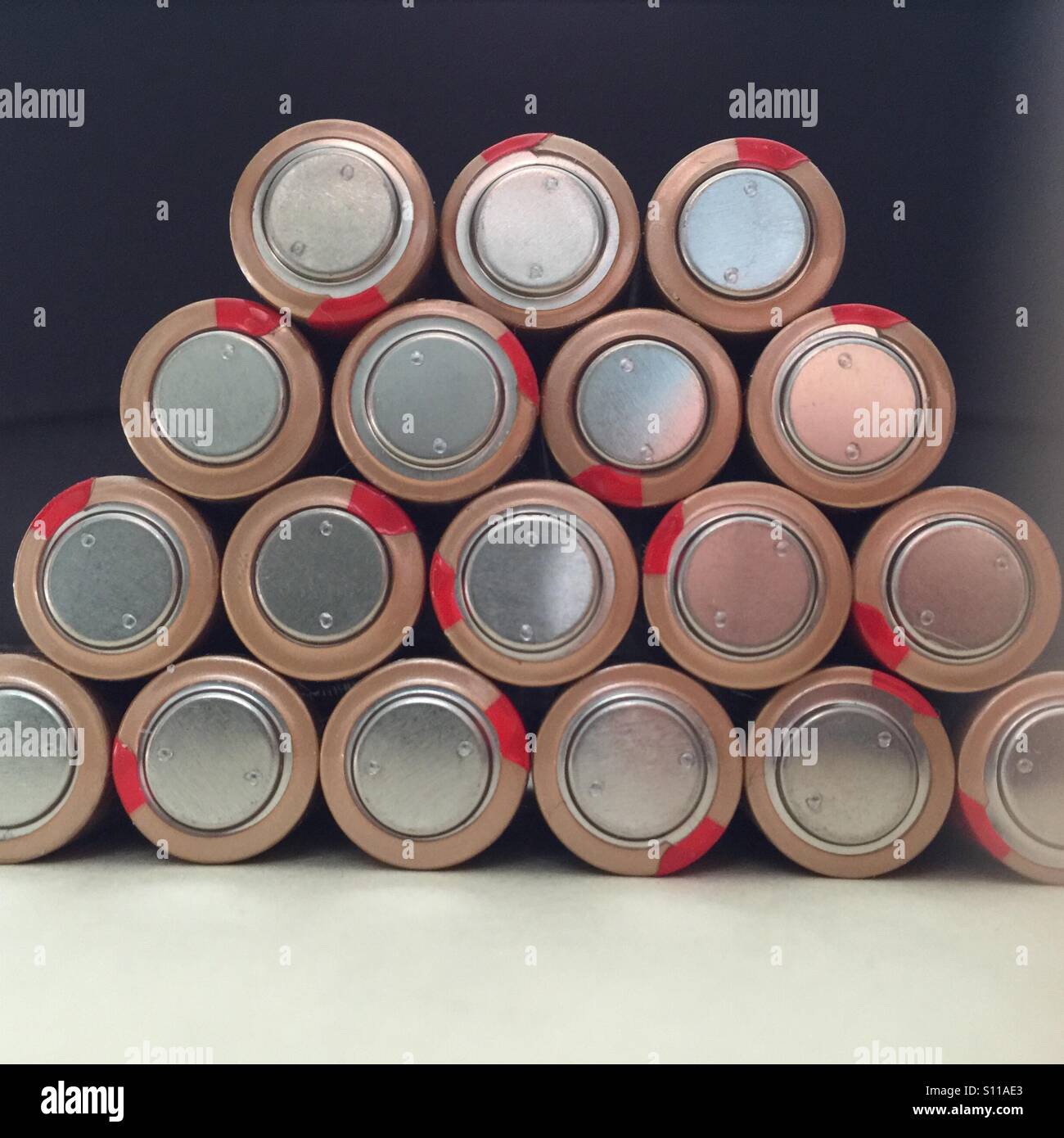 Stack of dry cell flashlight batteries - Smartphone Captured Stock Image