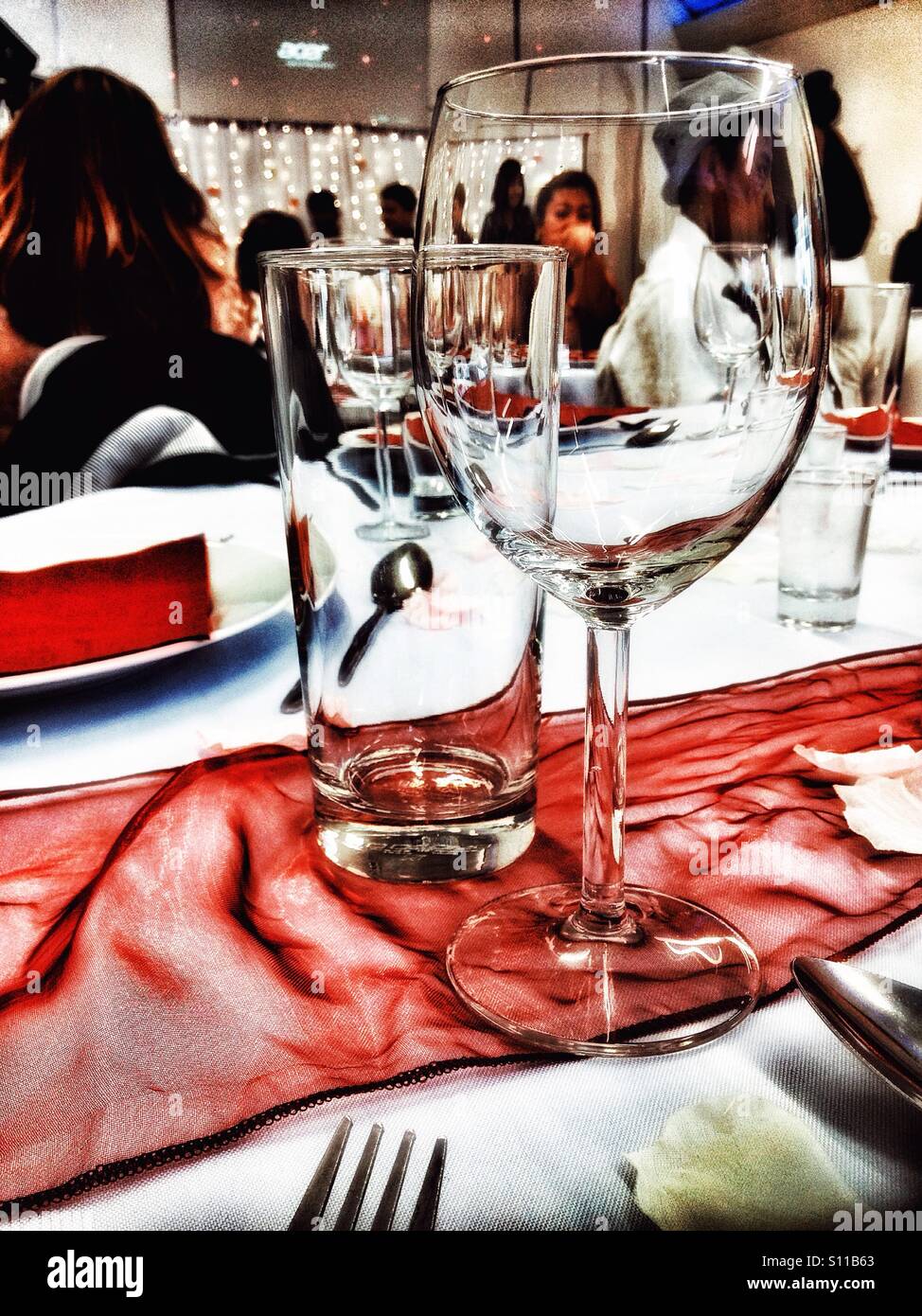Glasses on a table at a party. - Smartphone Captured Stock Image