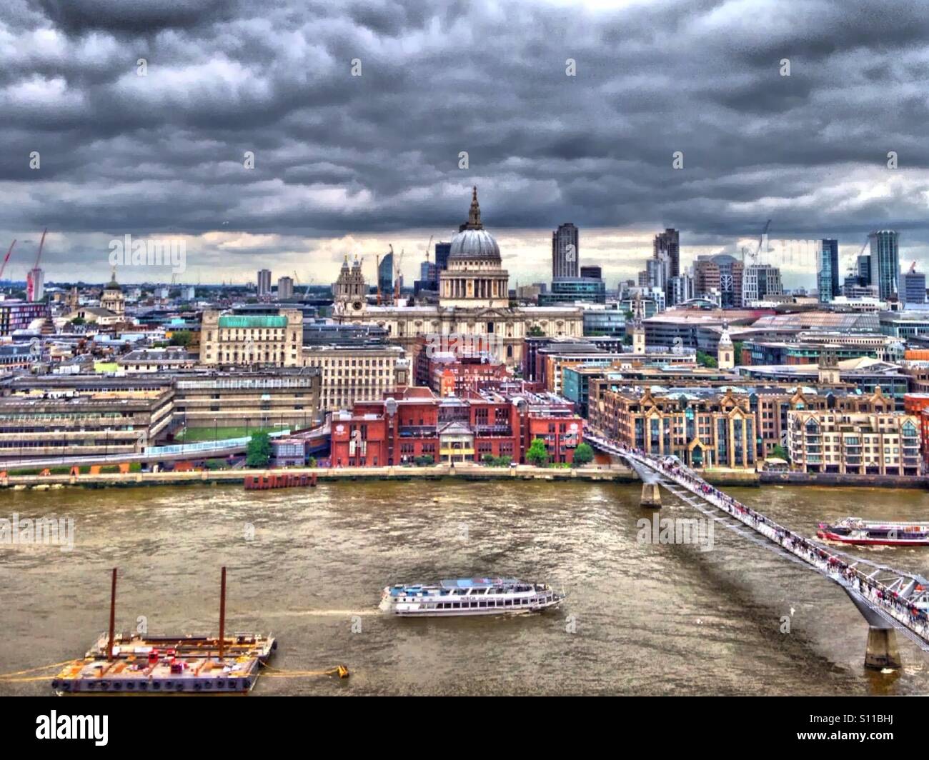 London's skyline part 1 (taken from The New TATE Modern gallery's terrace on level 10) - Smartphone Captured Stock Image