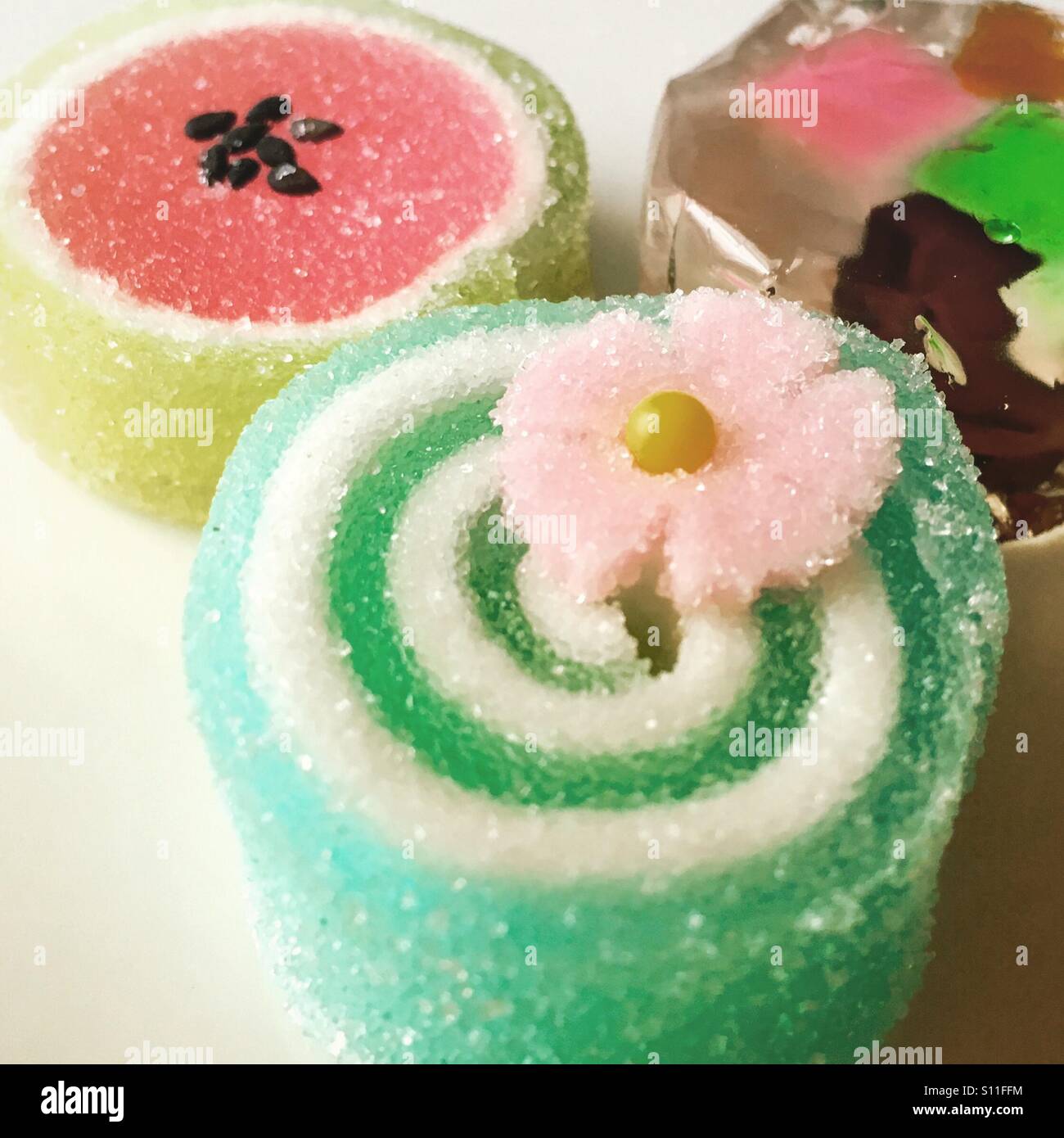 Three Japanese sweets from Kyoto Stock Photo Alamy