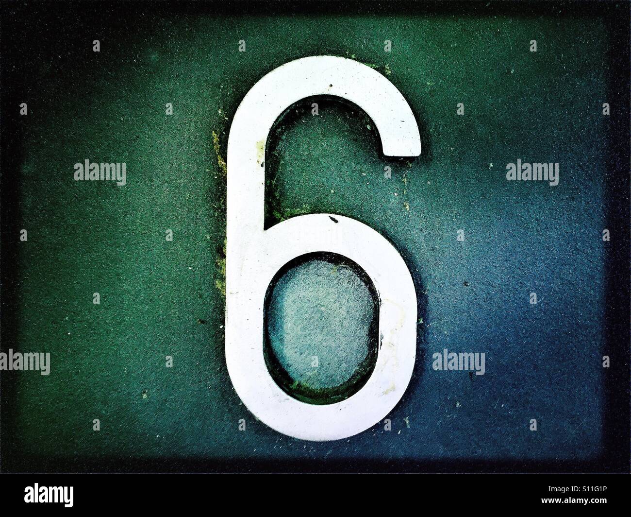 Number 6 in metal lettering Stock Photo