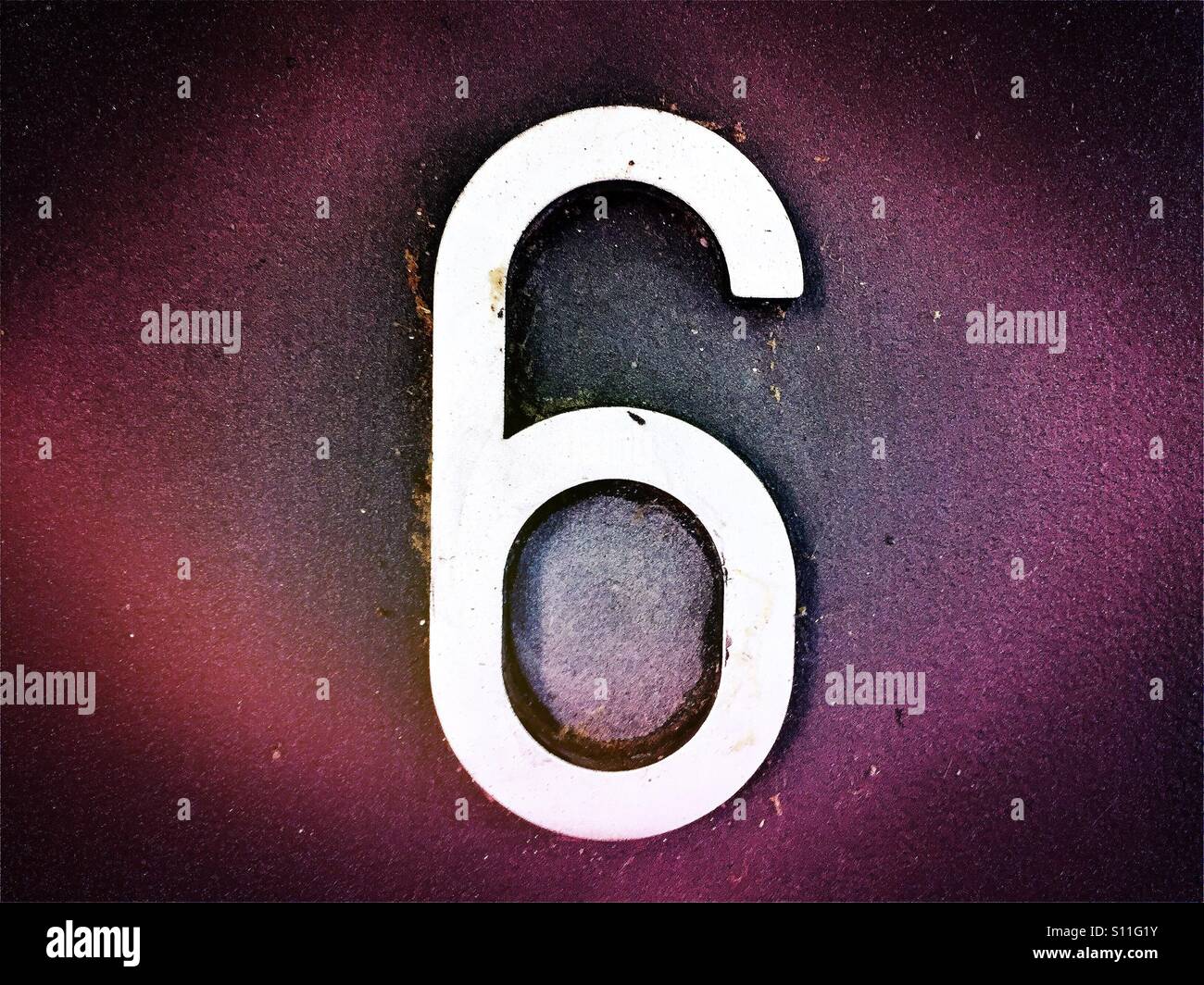 Number 6 in metal lettering - Smartphone Captured Stock Image