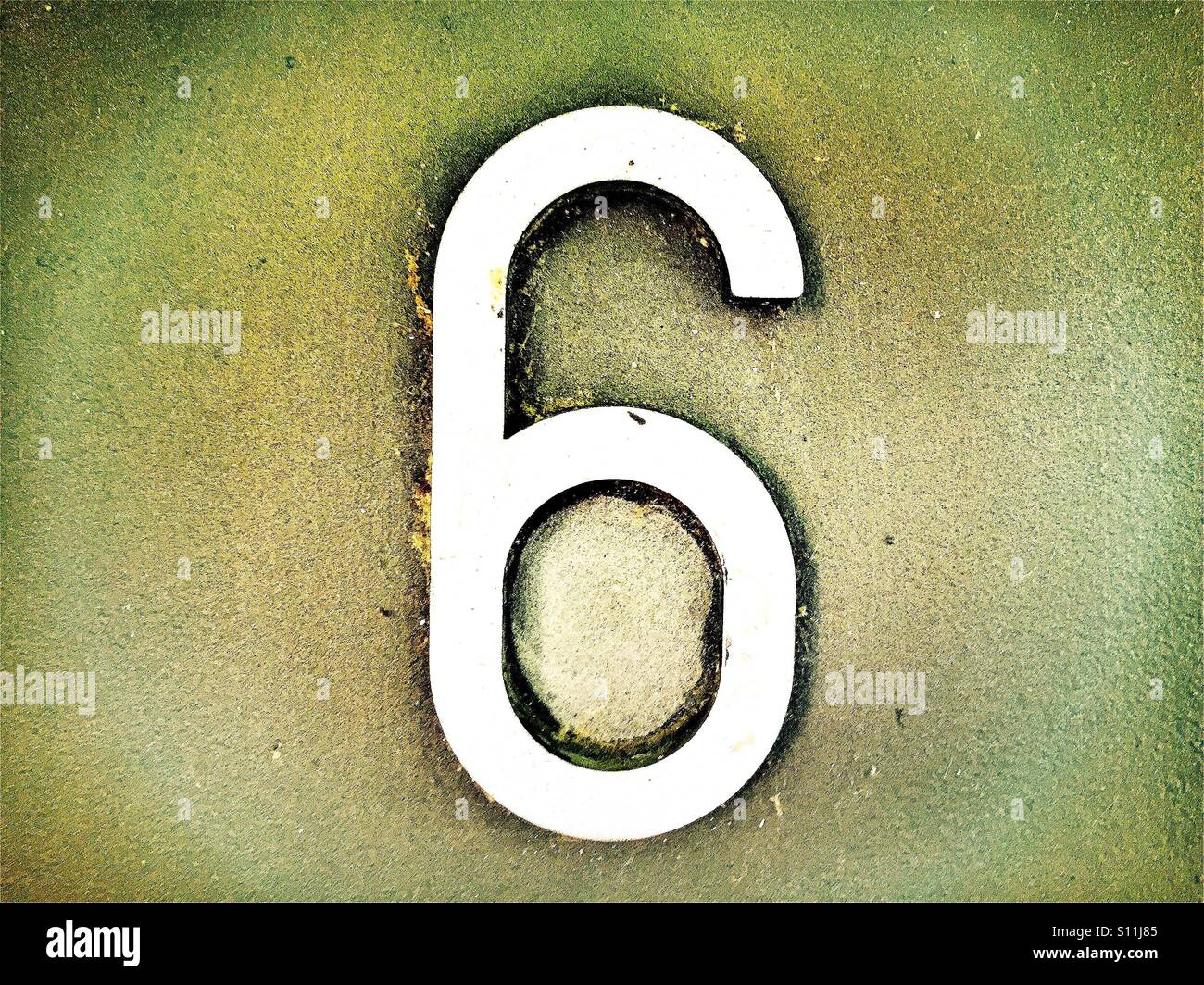 Number 6 in metal lettering Stock Photo