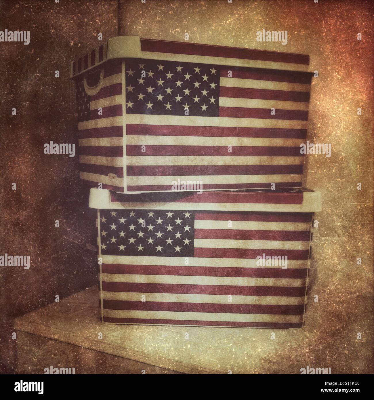 American flag boxes Stock Photo Alamy