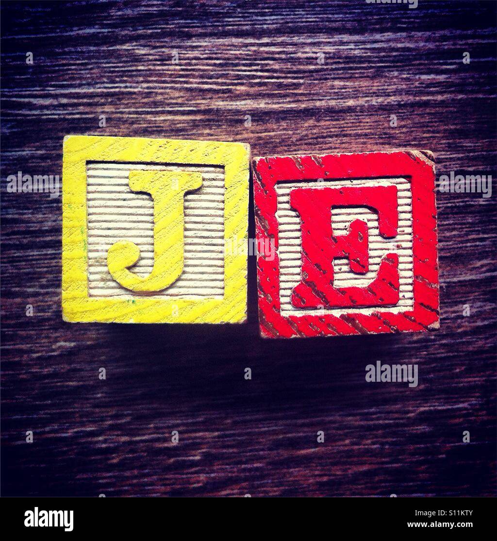 French word JE meaning I or ME done with alphabet wood blocks letters ...