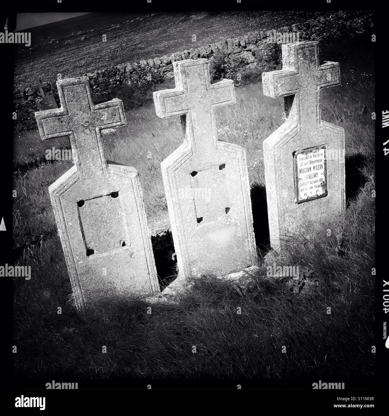 Grave stones in the Outer Hebrides - Smartphone Captured Stock Image