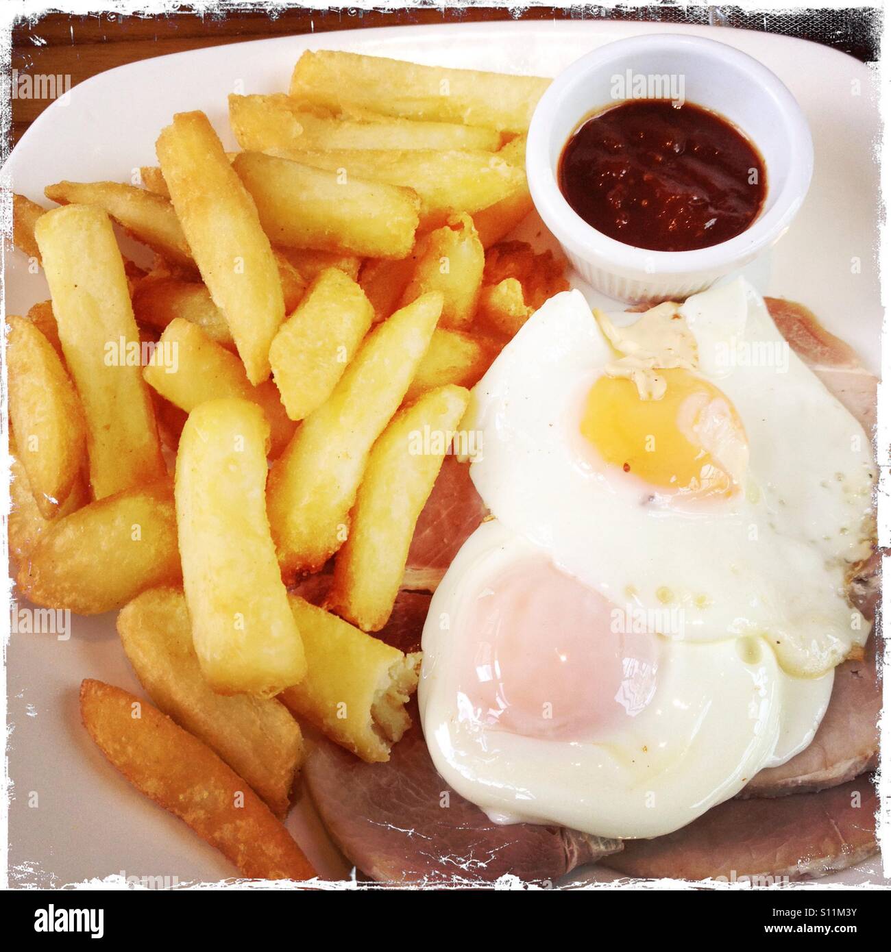 Ham, eggs and chips Stock Photo Alamy