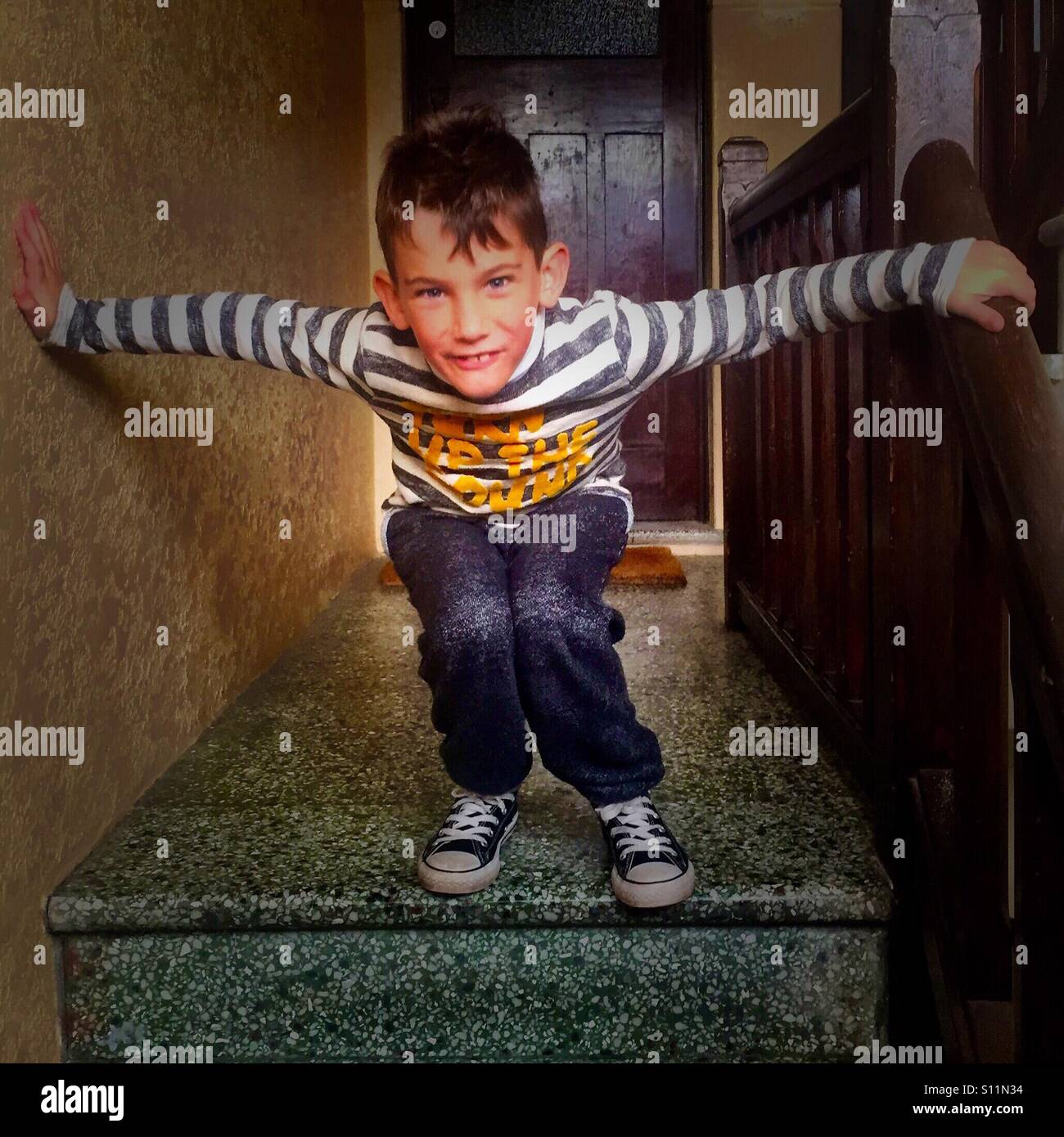 8 year old ready to go and have some fun - Smartphone Captured Stock Image