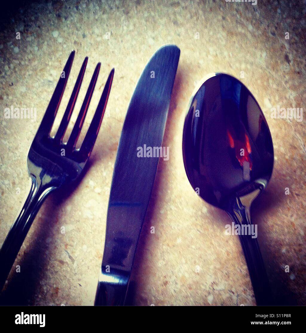 Fork, knife and spoon - Smartphone Captured Stock Image