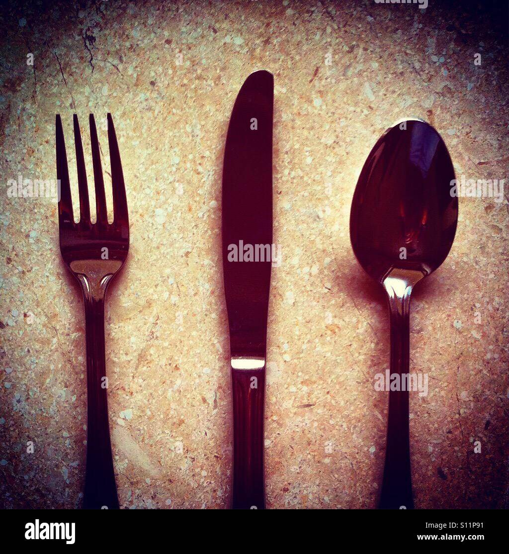 Fork and knife and spoon - Smartphone Captured Stock Image