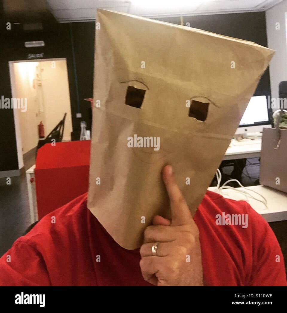 Paper bag head Stock Photo Alamy