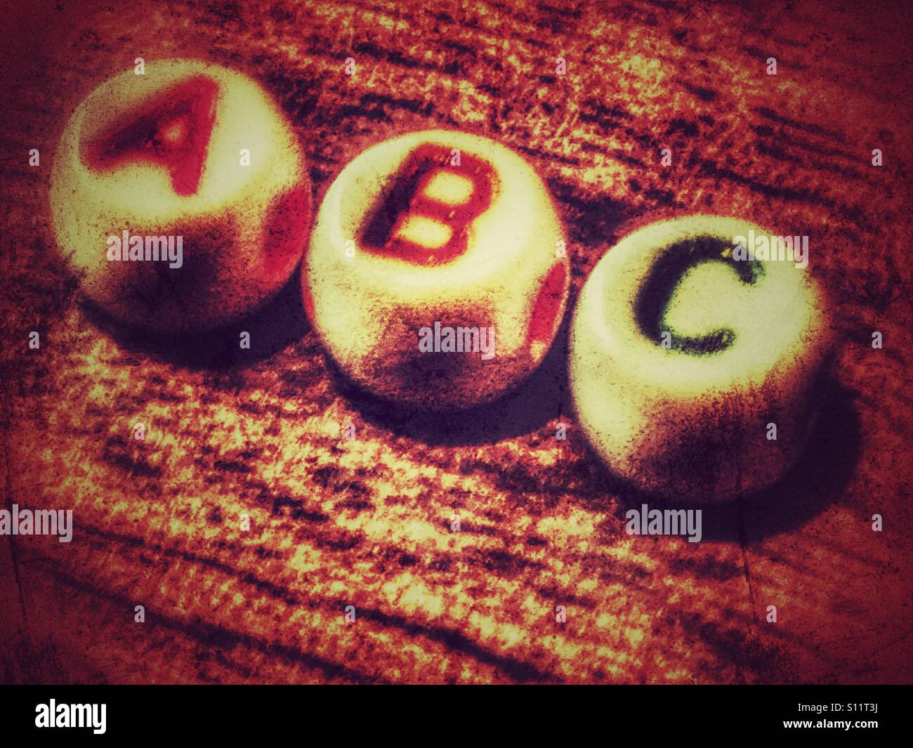A, B, C, letters of the alphabet - Smartphone Captured Stock Image