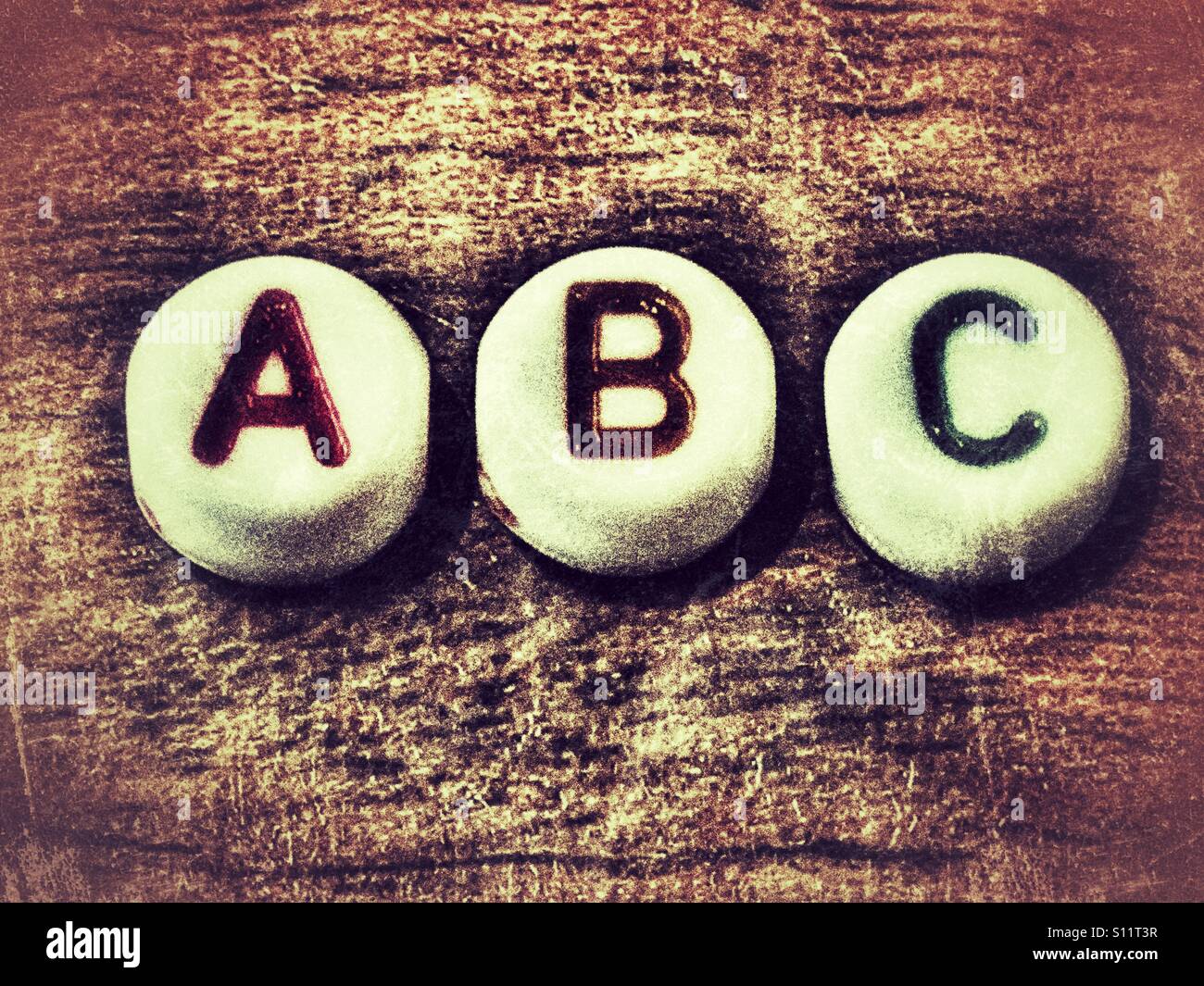 A, B, C, letters of the alphabet - Smartphone Captured Stock Image