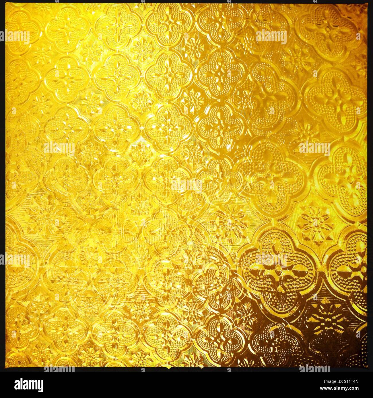 Yellow decorative stained glass Stock Photo Alamy