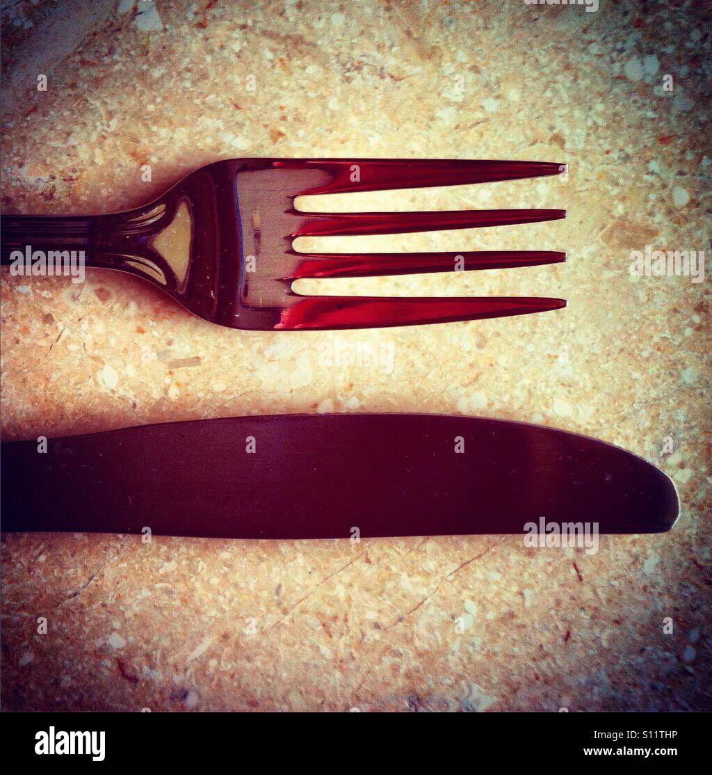 detail of fork & knife - Smartphone Captured Stock Image