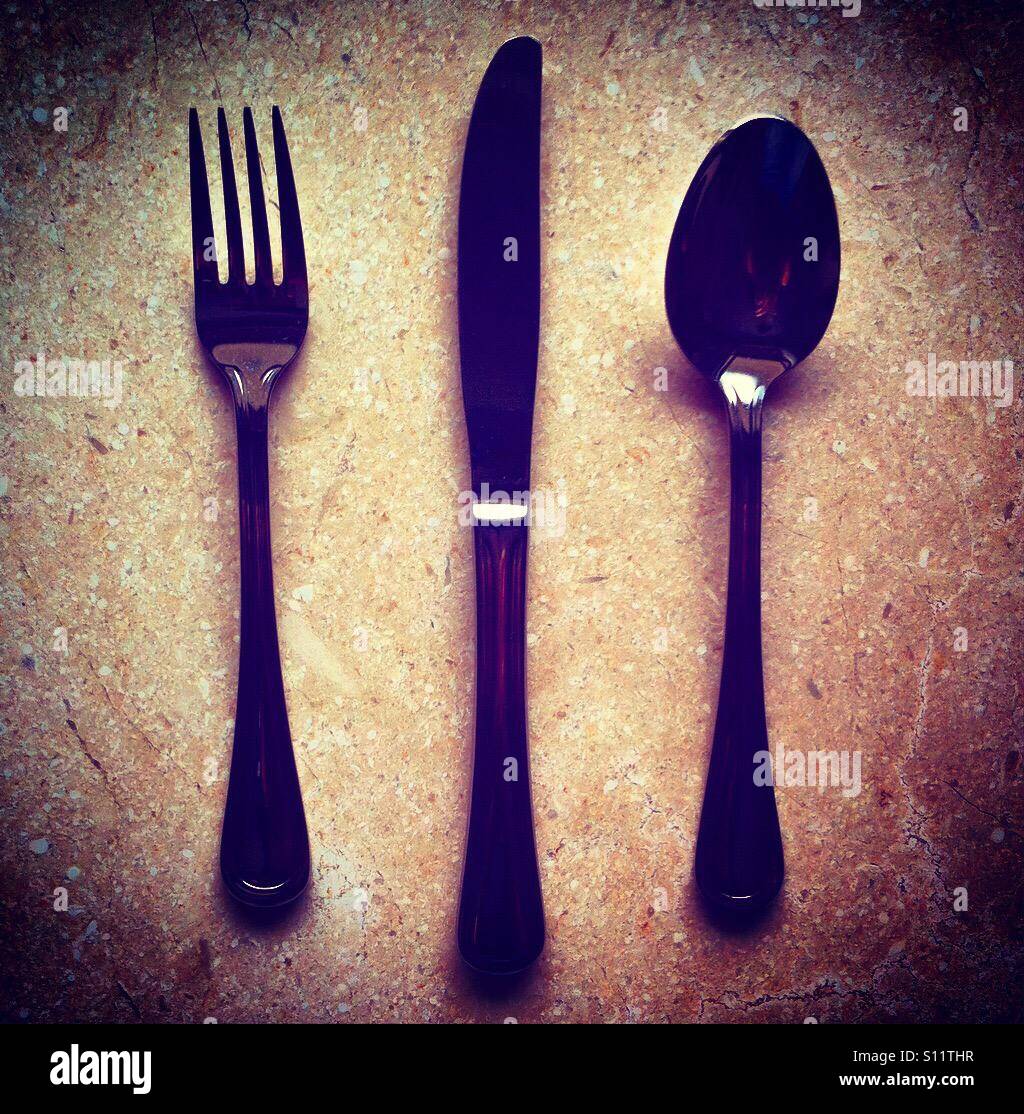 fork knife and spoon side by side Stock Photo Alamy