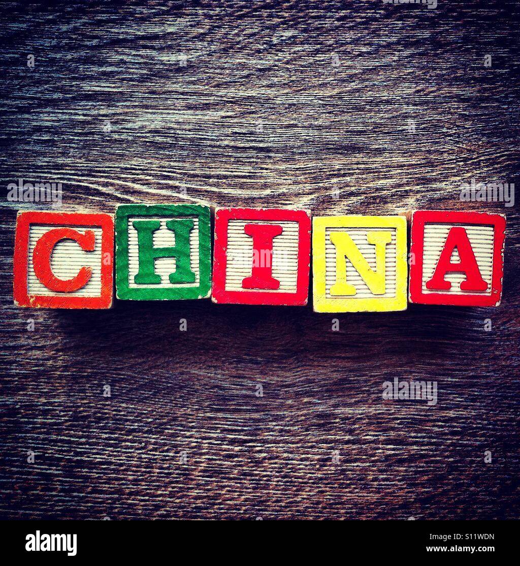 CHINA word done with wood blocks letters Stock Photo Alamy