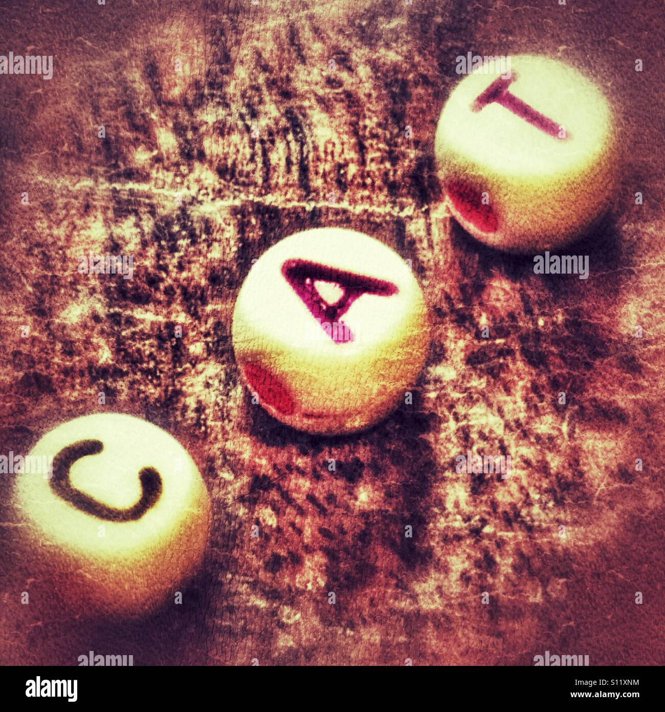 The word 'cat' spelt with beads. - Smartphone Captured Stock Image