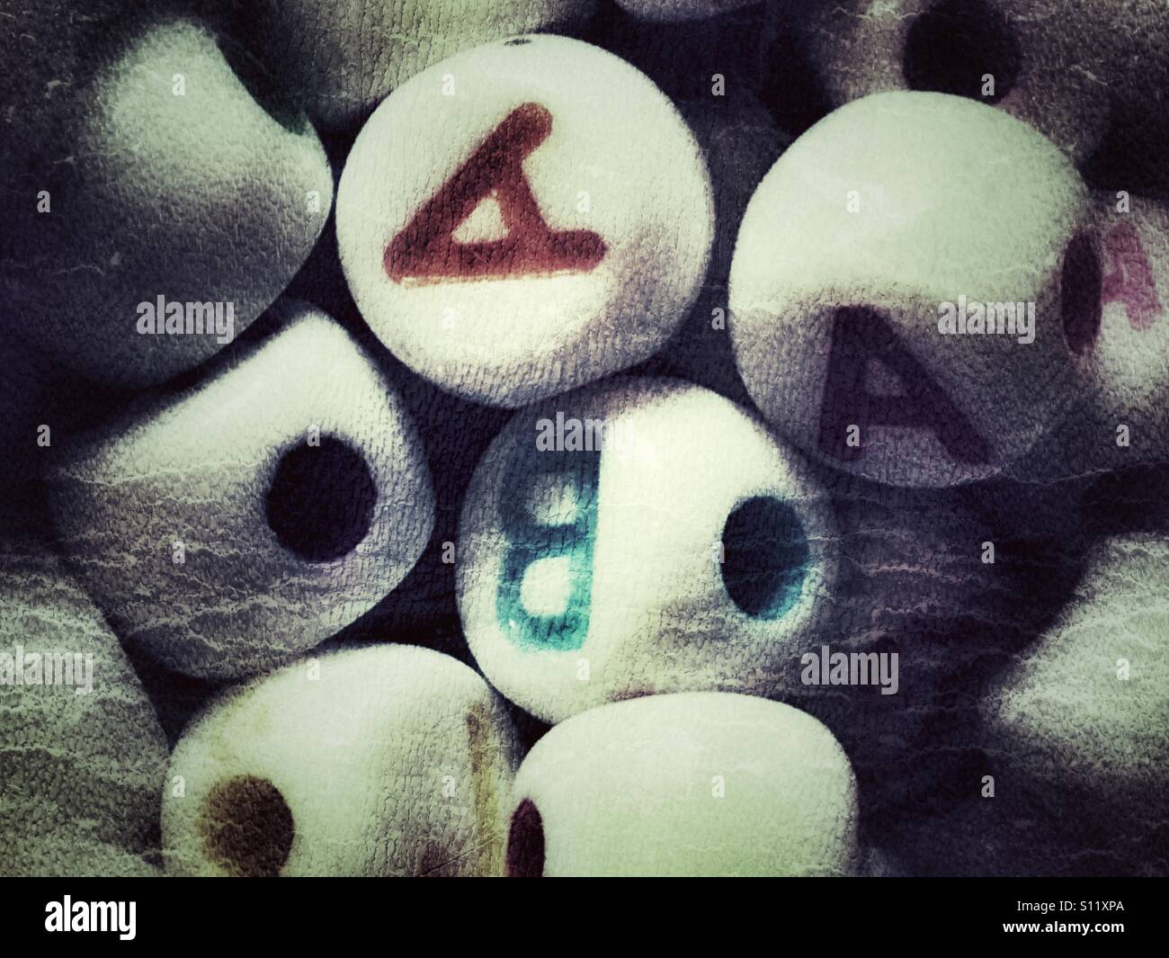 Alphabet beads, A and B - Smartphone Captured Stock Image