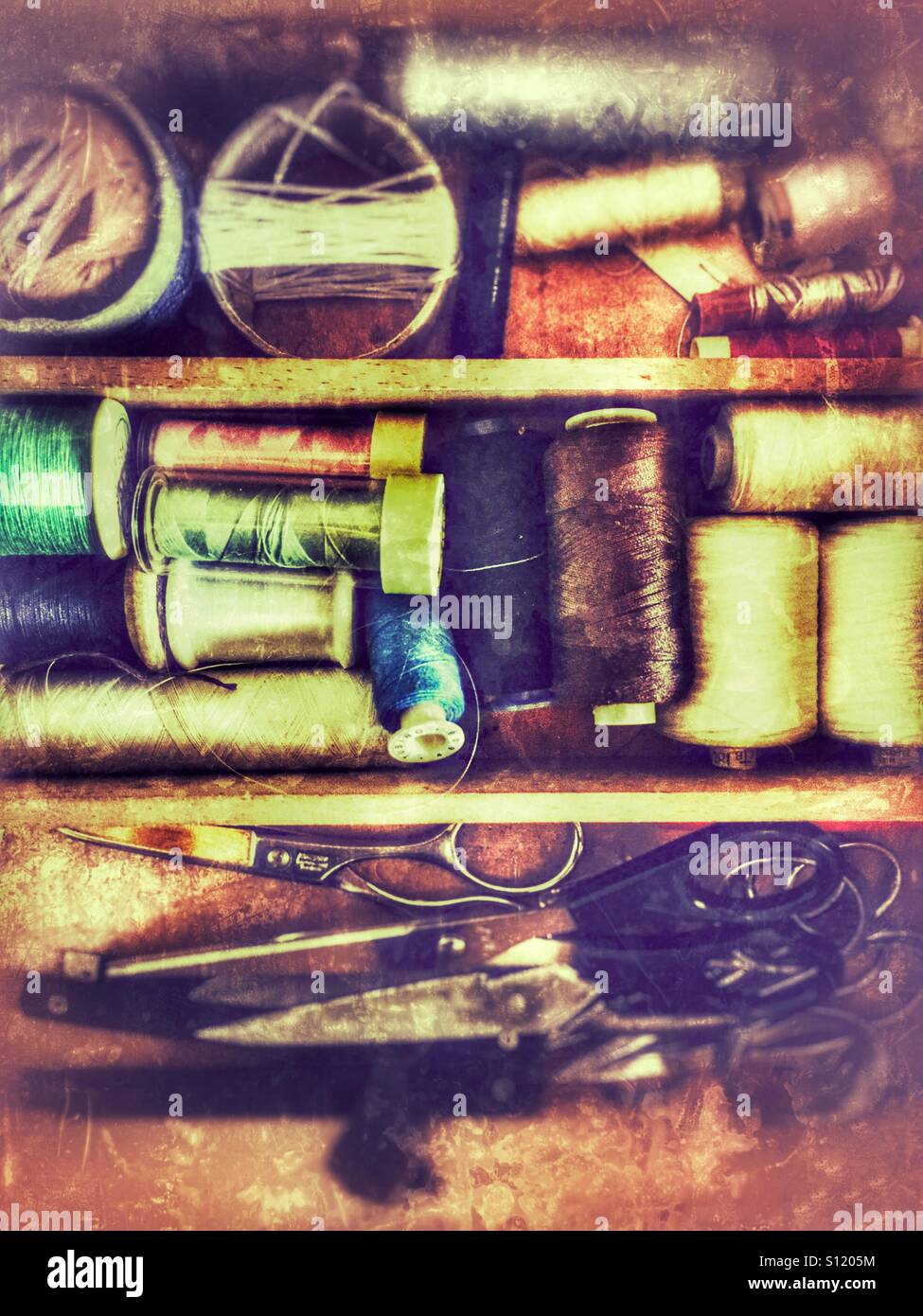Sewing kit. - Smartphone Captured Stock Image