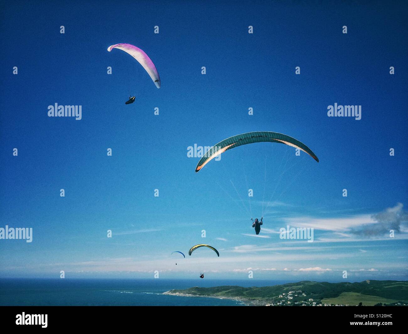 Paragliders Stock Photo