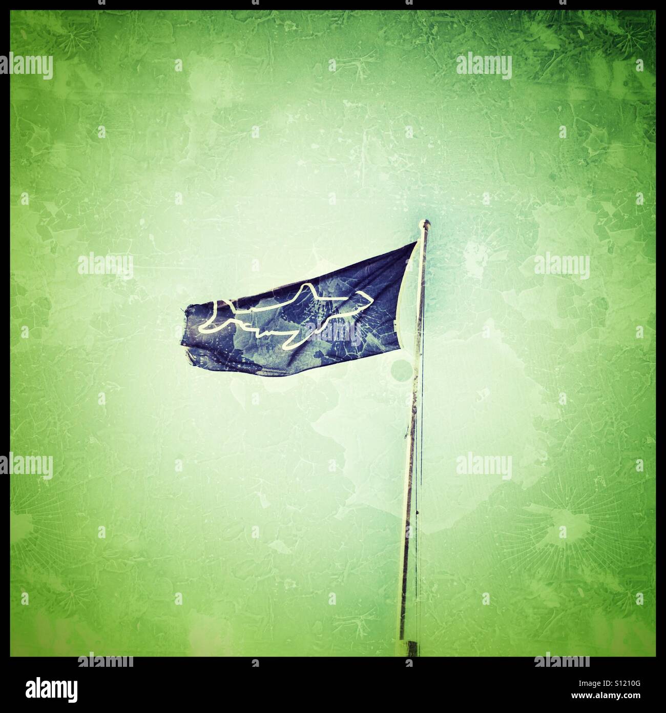 Shark warning flag Stock Photo - Alamy